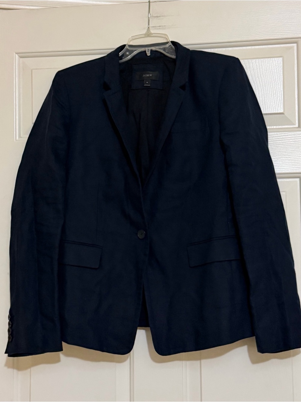 J Crew Women’s Solid Navy Blue 100% Linen Blazer Fully Lined Size 16